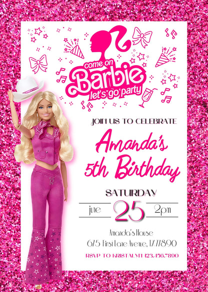 Barbie Pink customizable invitation template | Share or Print | girl | RE785