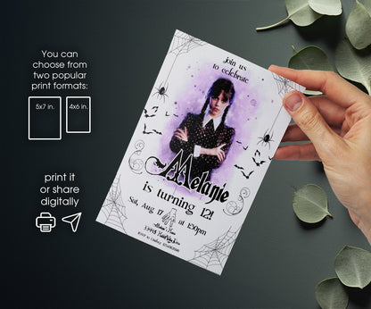 Wednesday Addams customizable invitation template | Share or Print | girl | NK373