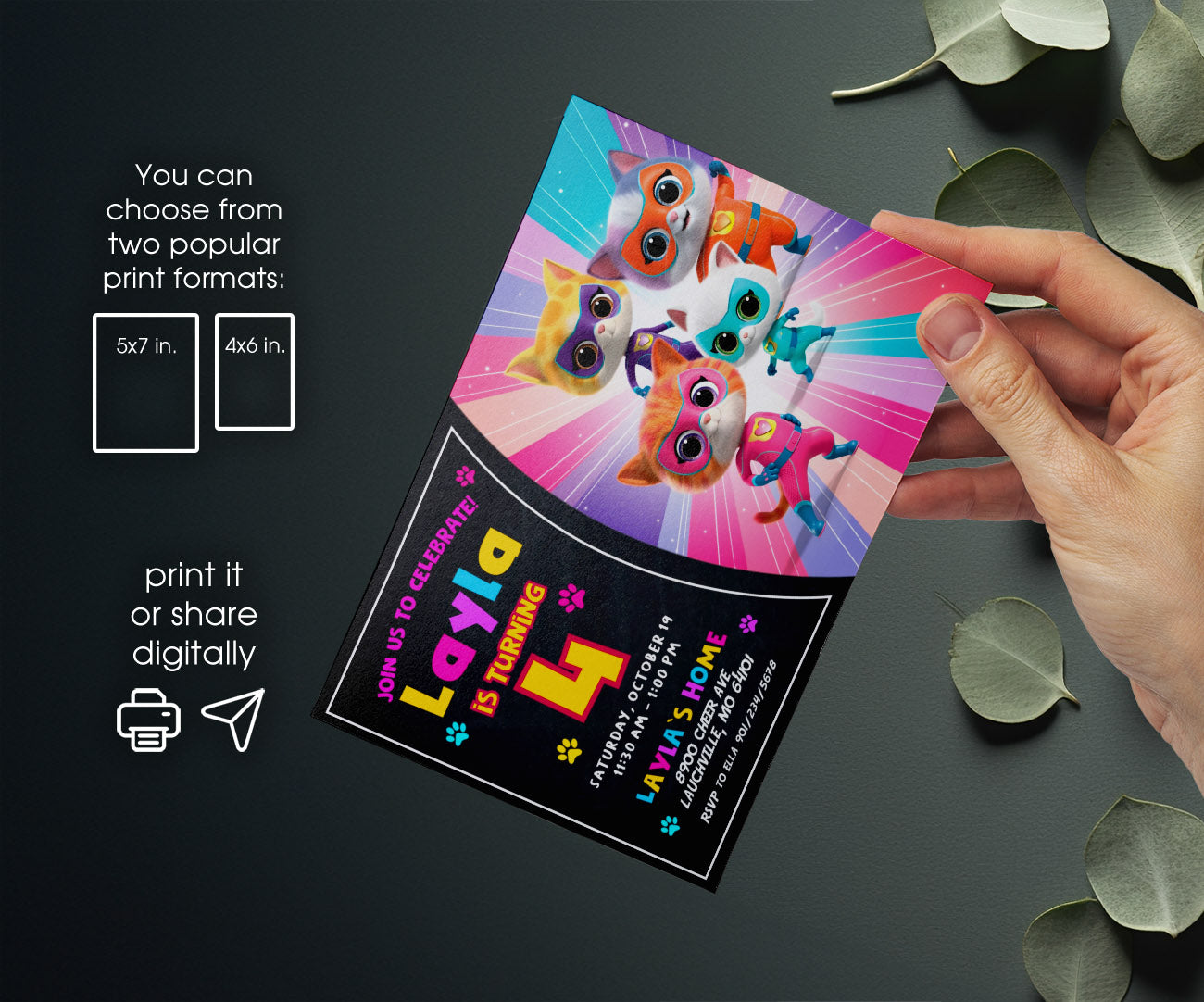 SuperKitties customizable invitation template | Share or Print | UD783