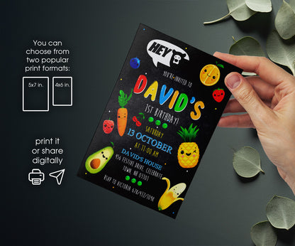 Hey Bear Sensory Dancing Fruits customizable invitation template | Share or Print | MP594