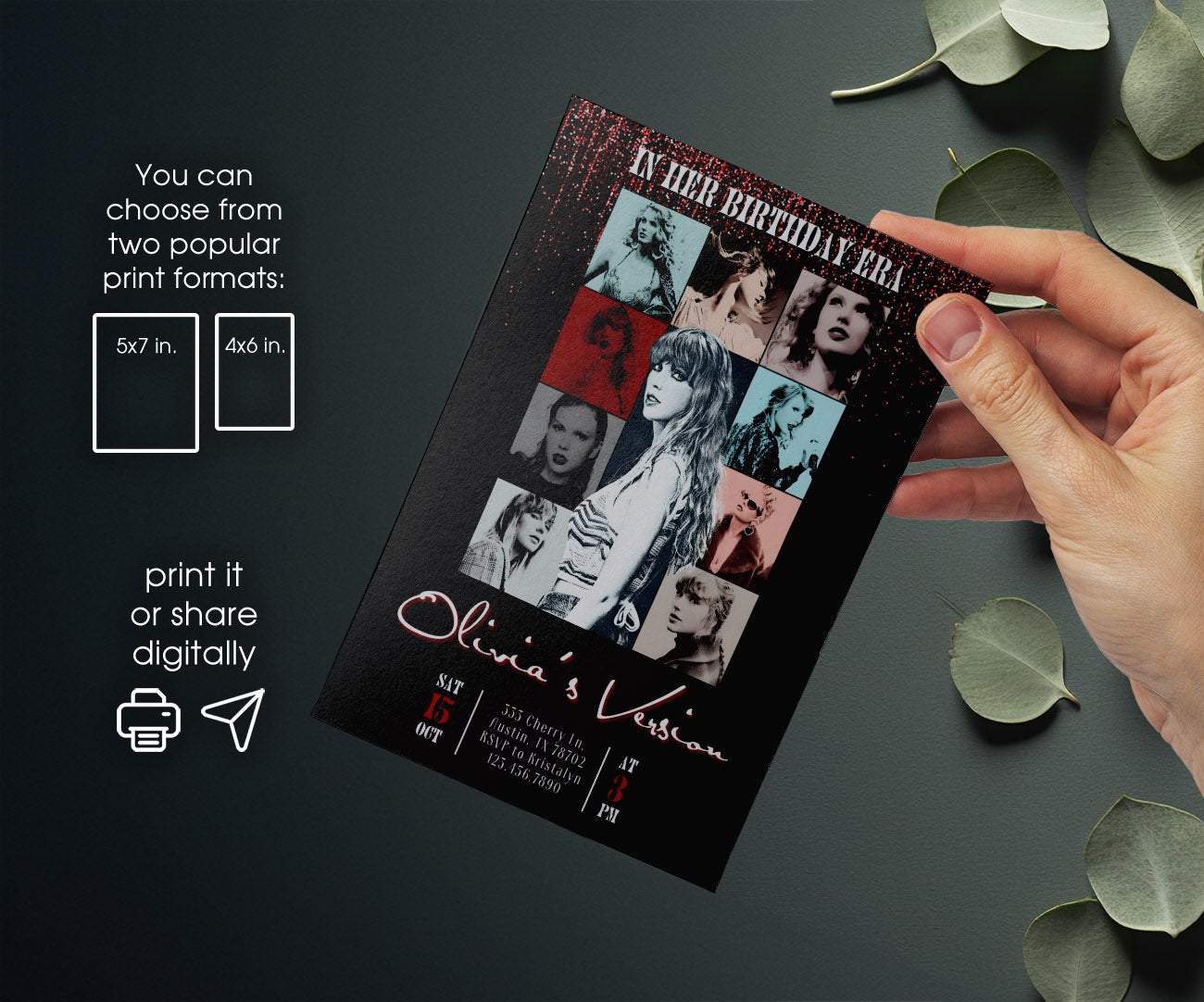 Taylor Swift Eras Tour customizable invitation template | Share or Print | girl | KV930