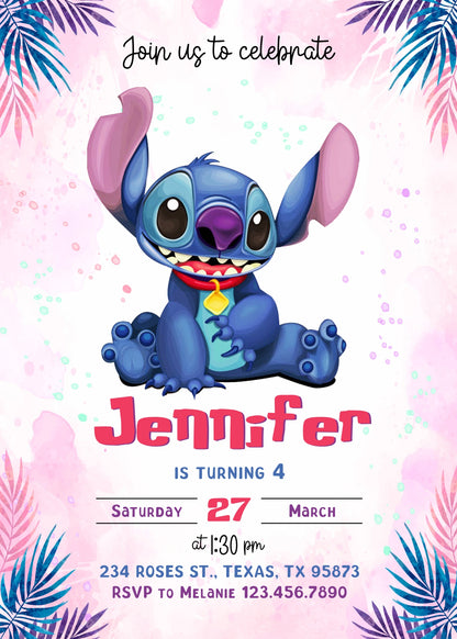 Lilo & Stitch Aloha customizable invitation template | Share or Print | VI980