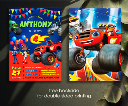 Blaze Monster Machines Trucks customizable invitation template | Share or Print | boy | AU914