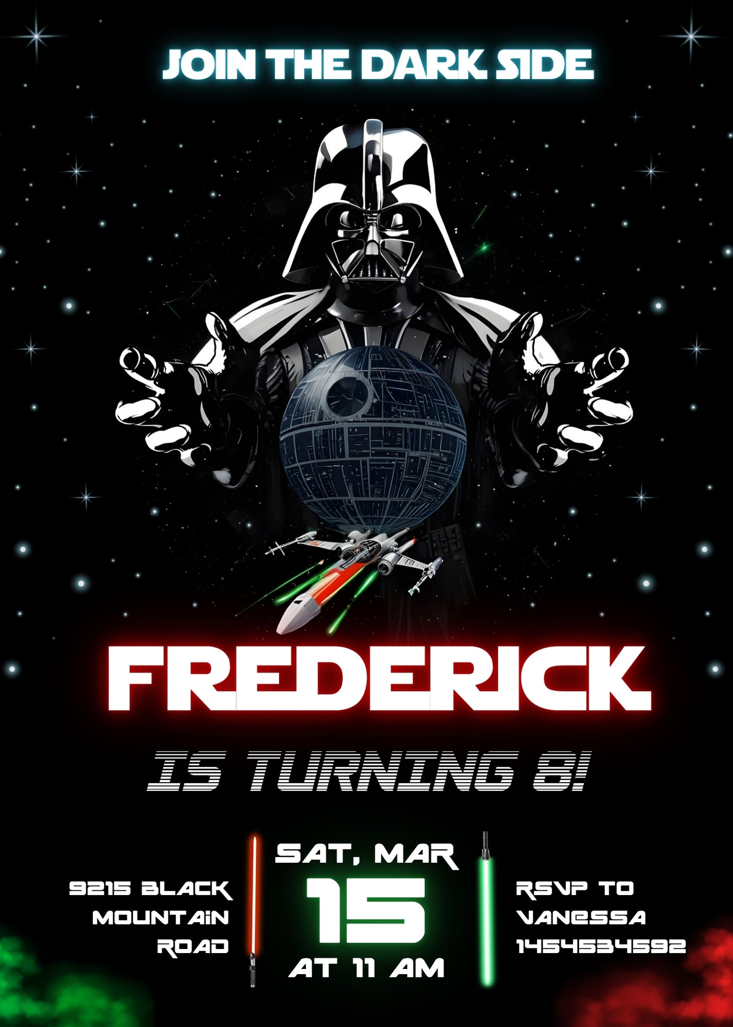 Star Wars Darth Vader customizable invitation template | Share or Print | boy | NN676