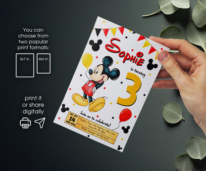 Mickey Mouse and Friends customizable invitation template | Share or Print | ZX114