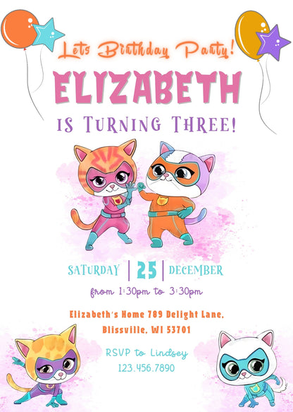 SuperKitties customizable invitation template | Share or Print | VQ534