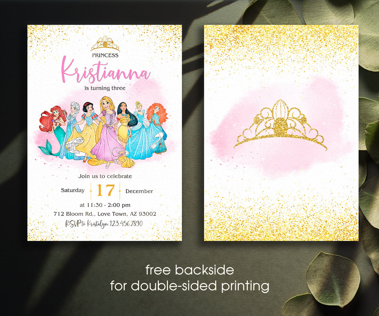 Disney Princess customizable invitation template | Share or Print | girl | HB906