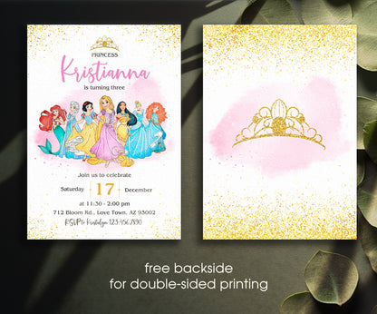 Disney Princess customizable invitation template | Share or Print | girl | HB906