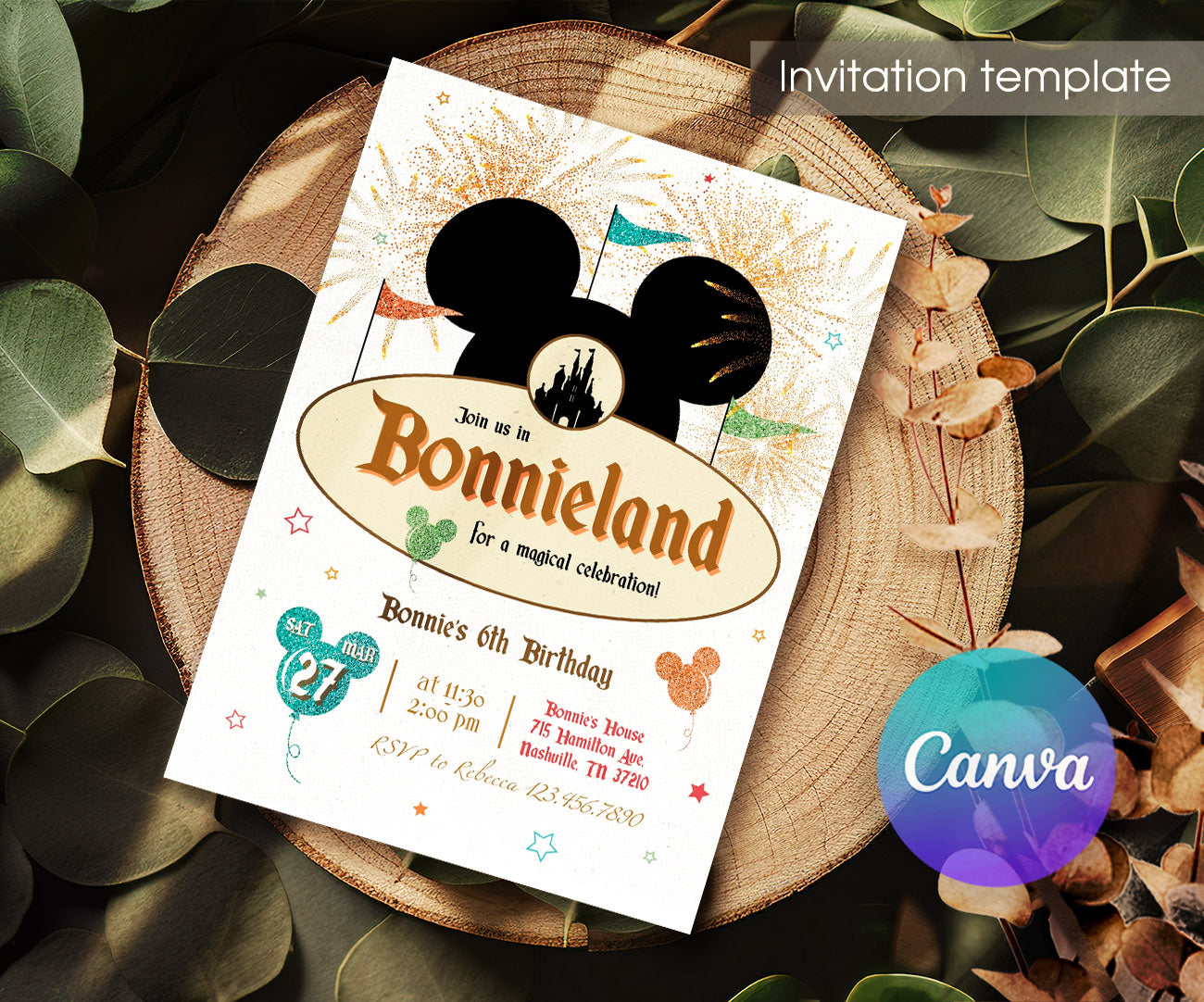 Disneyland customizable invitation template | Share or Print | girl | QJ963
