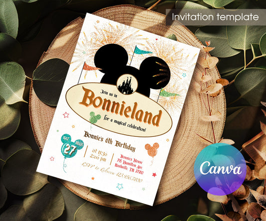 Disneyland customizable invitation template | Share or Print | girl | QJ963
