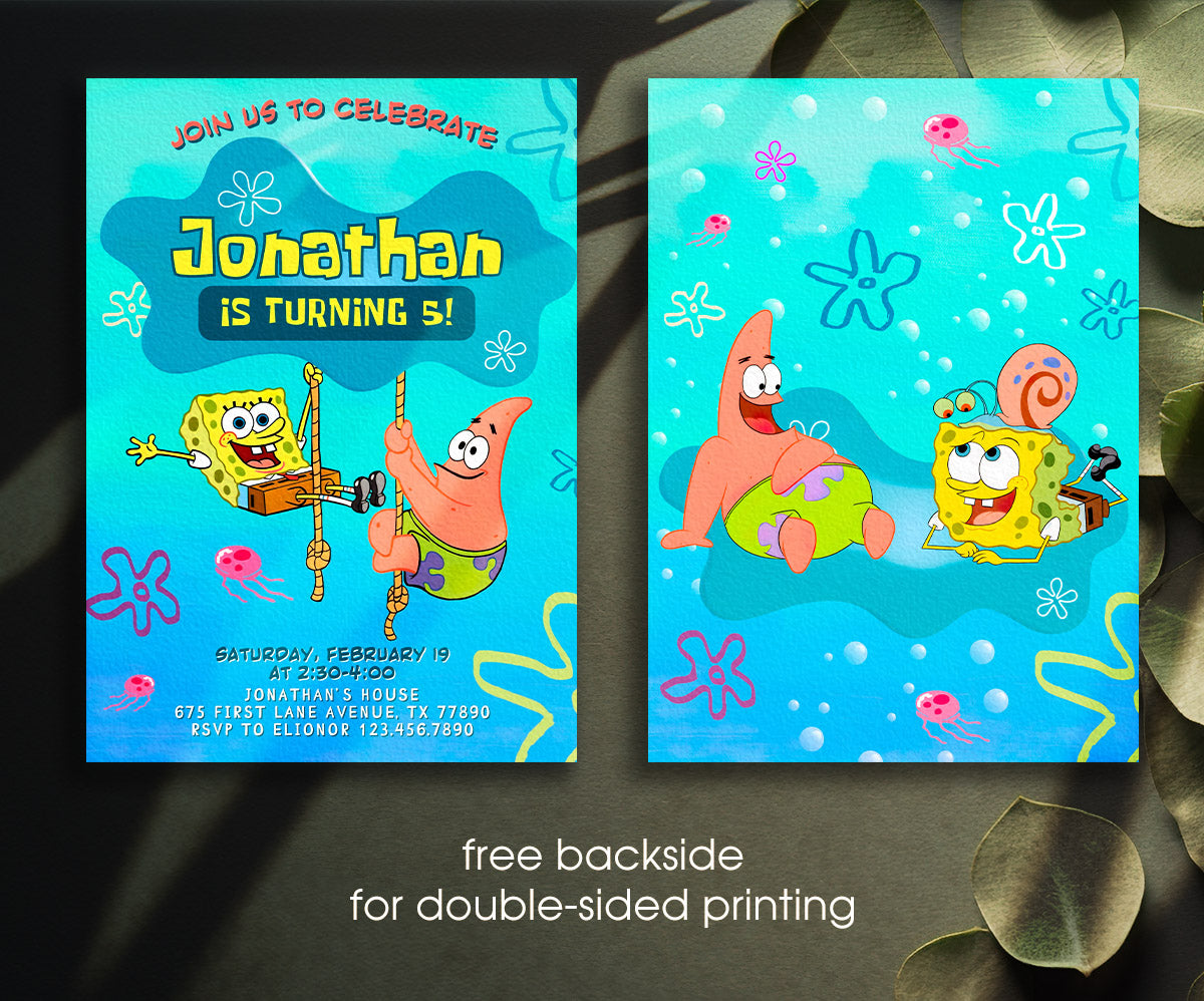 SpongeBob SquarePant customizable invitation template | Share or Print | IC247