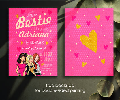 Barbie Pink customizable invitation template | Share or Print | girl | WT755