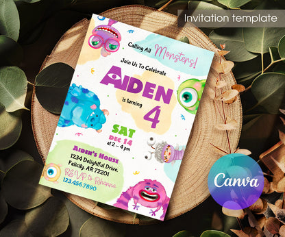 Monsters, Inc. customizable invitation template | Share or Print | EL725