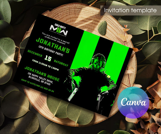Call of Duty Gamer customizable invitation template | Share or Print | boy | ND609