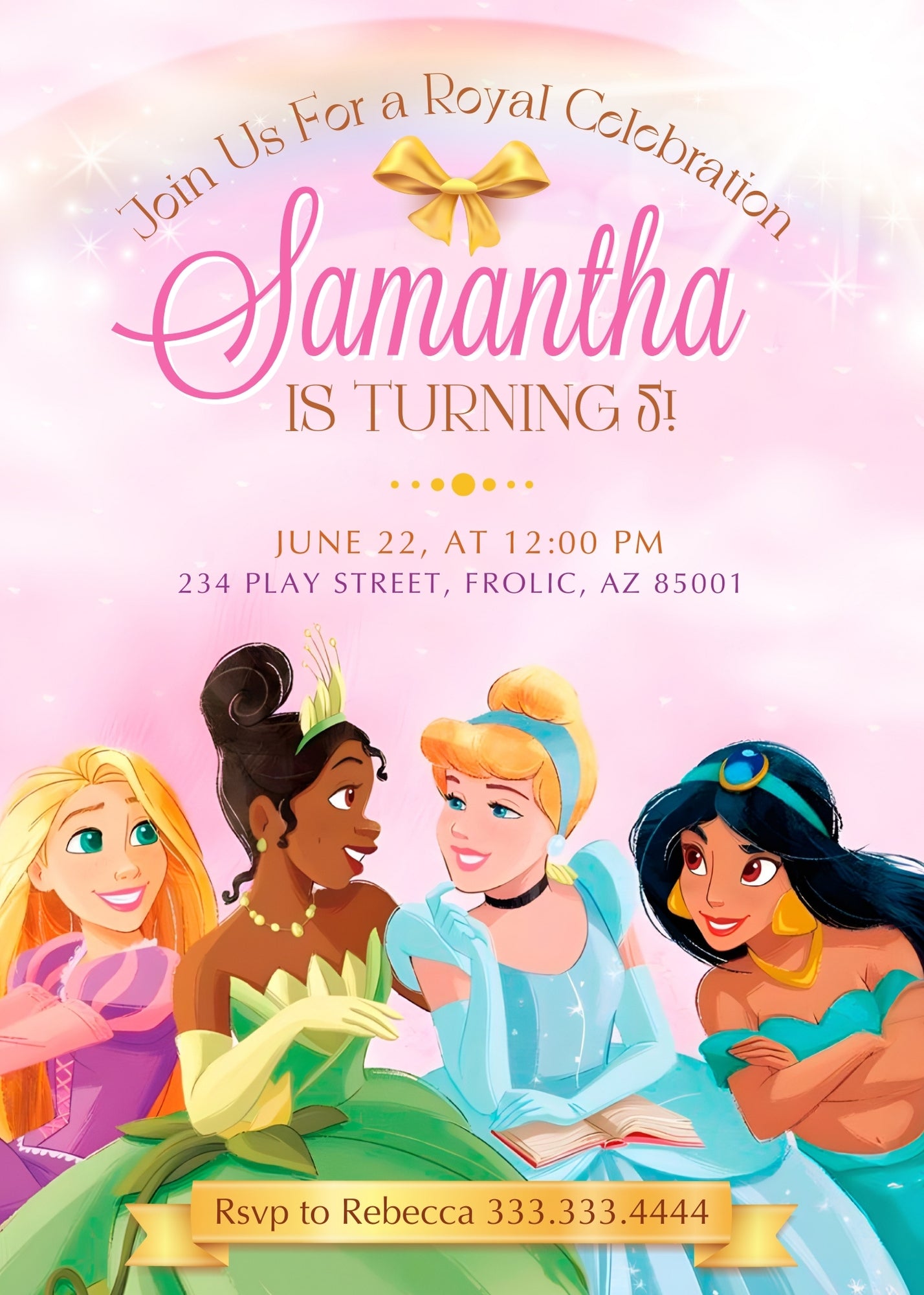 Disney Princess customizable invitation template | Share or Print | girl | KT680