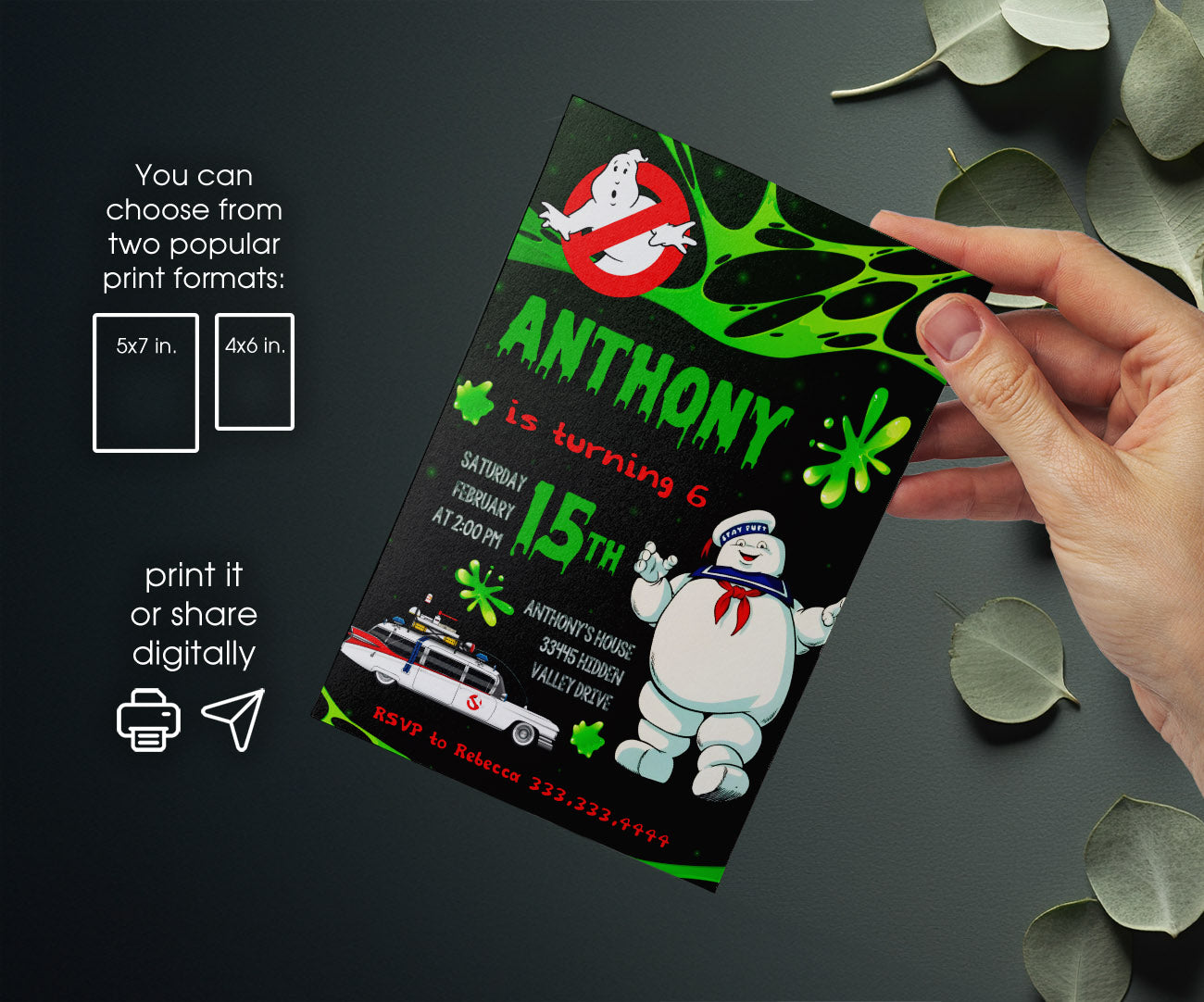 Ghostbusters customizable invitation template | Share or Print | QM163