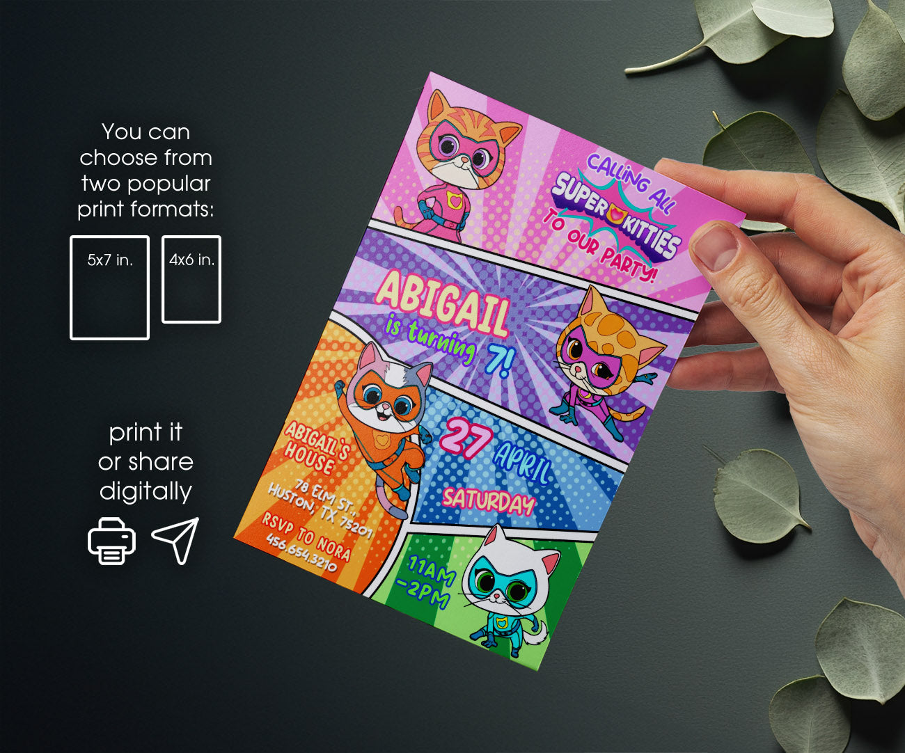 SuperKitties customizable invitation template | Share or Print | TX075
