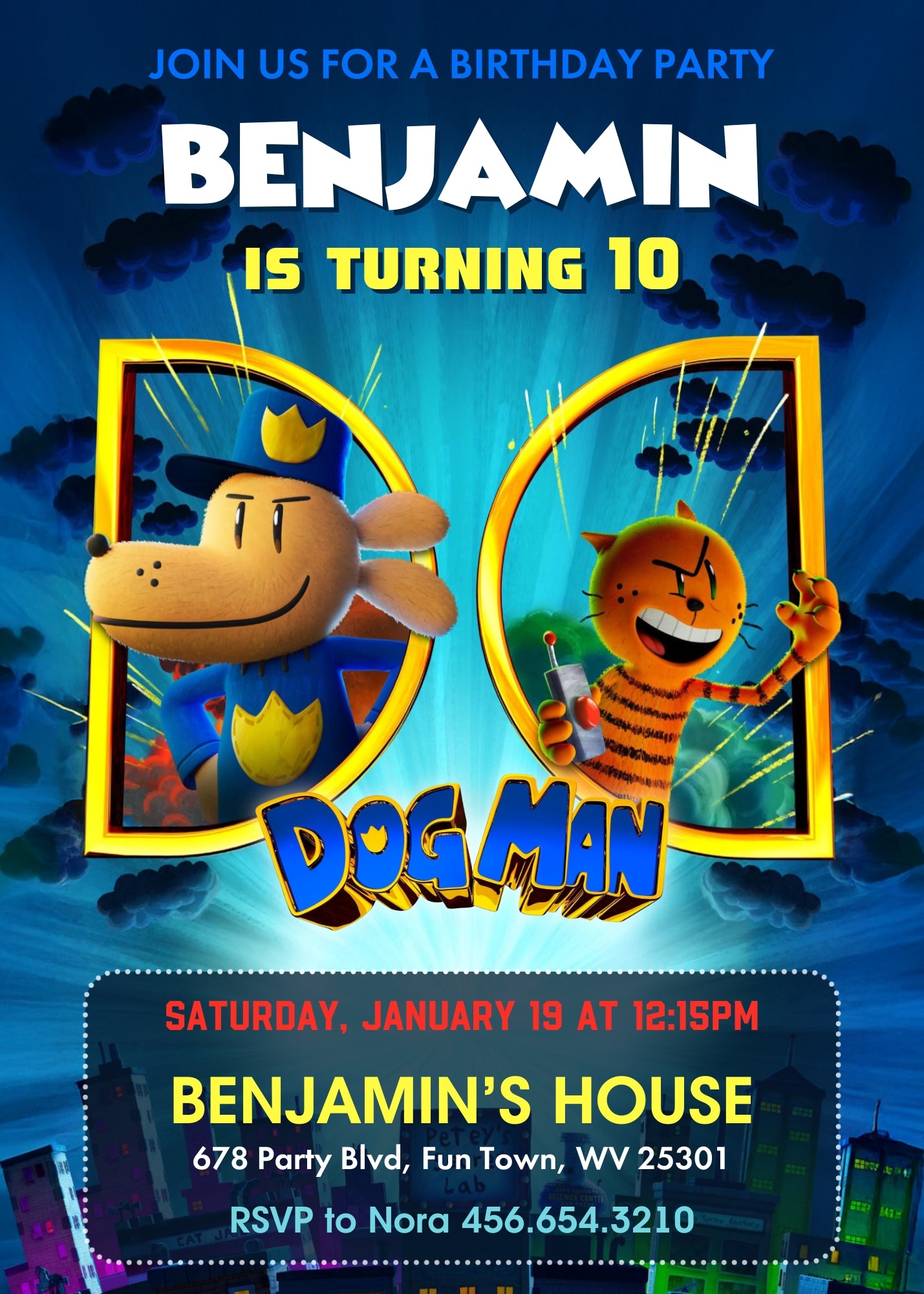 Dog Man Movie customizable invitation template | Share or Print | CM131
