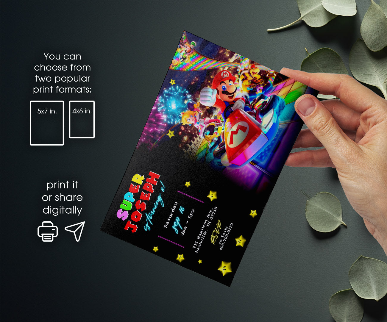Mario Kart Gamer customizable invitation template | Share or Print | boy | MT332