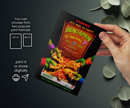 Teenage Mutant Ninja Turtles Mutant Mayhem customizable invitation template | Share or Print | boy | MA890