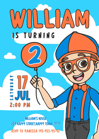 Blippi customizable invitation template | Share or Print | AO168