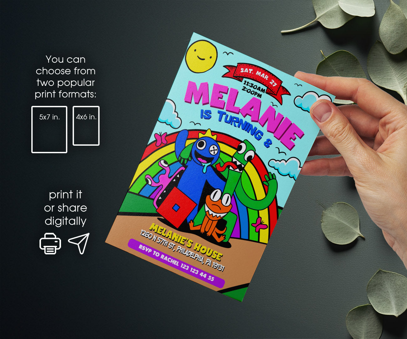 Rainbow Friends customizable invitation template | Share or Print | OJ937
