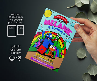 Rainbow Friends customizable invitation template | Share or Print | OJ937