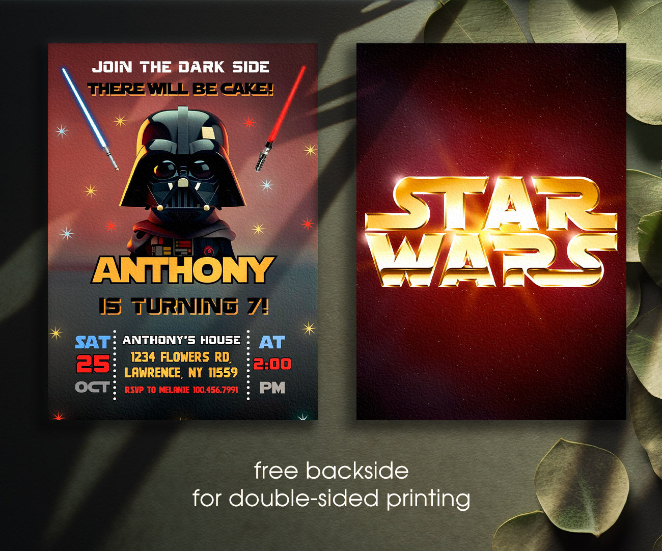 Star Wars Darth Vader customizable invitation template | Share or Print | boy | GA658