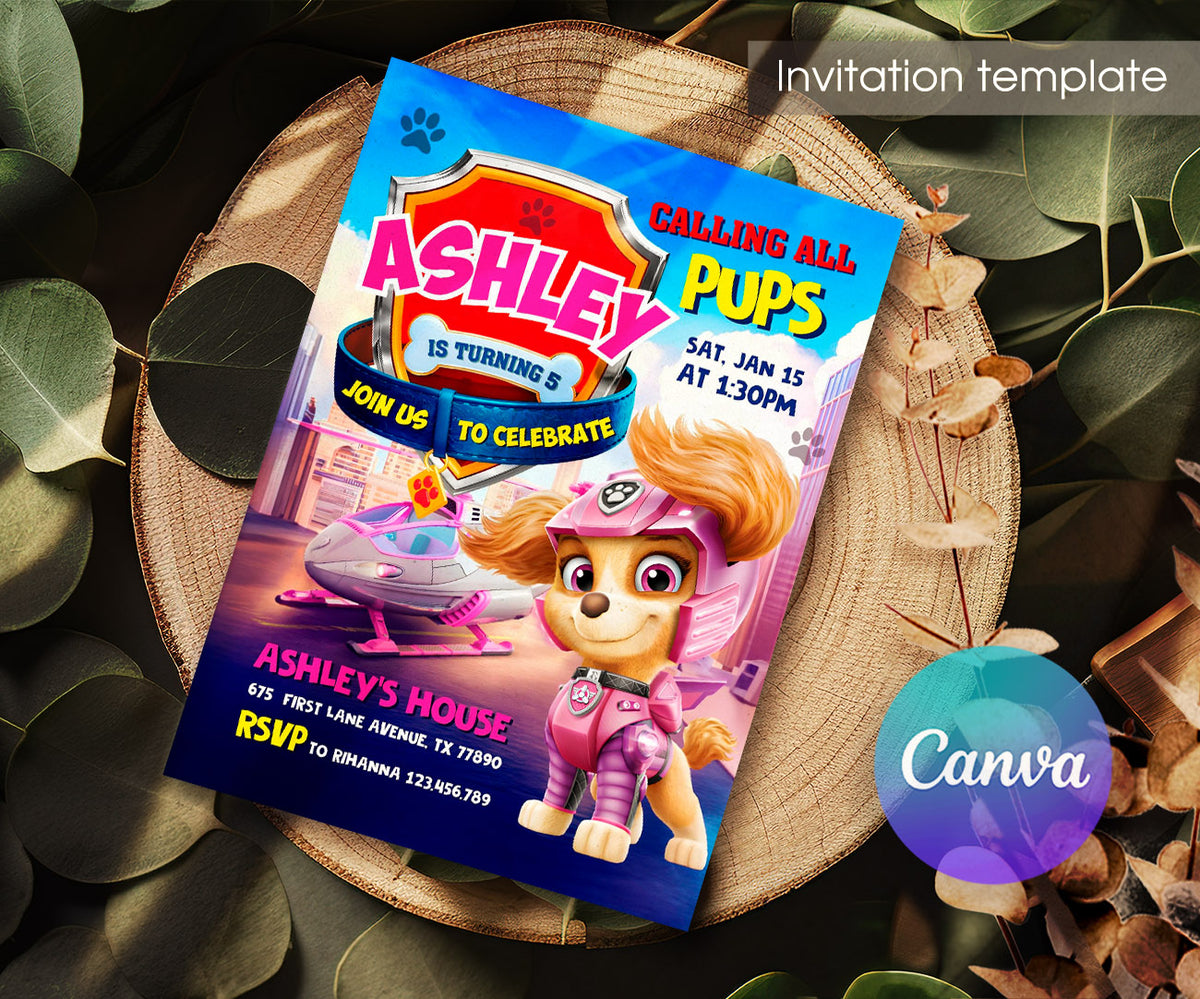 PAW Patrol customizable invitation template | Share or Print | CM159