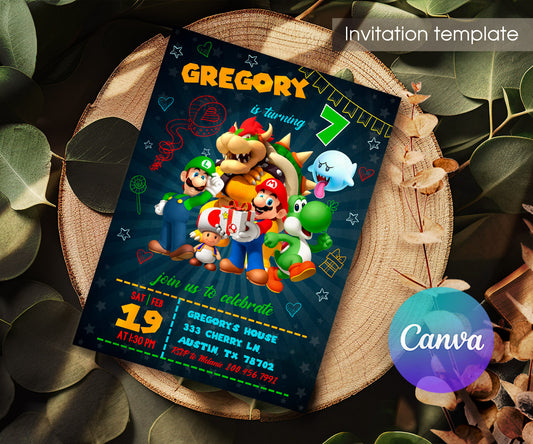 Super Mario Bros customizable invitation template | Share or Print | PU049