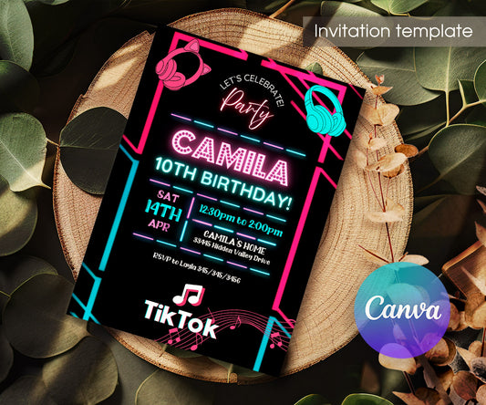 Tik Tok Party customizable invitation template | Share or Print | HY476