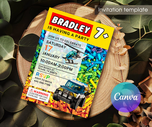 Lego Police Car customizable invitation template | Share or Print | boy | IV104