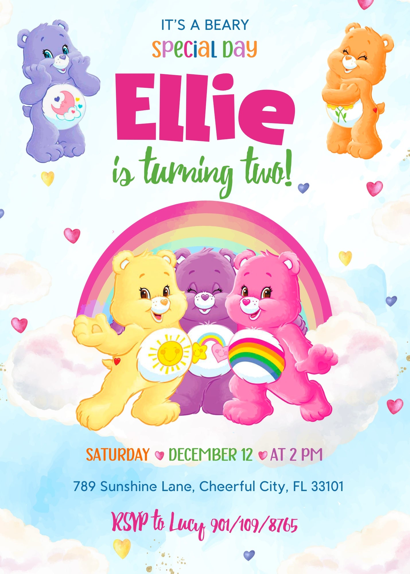 Care Bears customizable invitation template | Share or Print | BK445