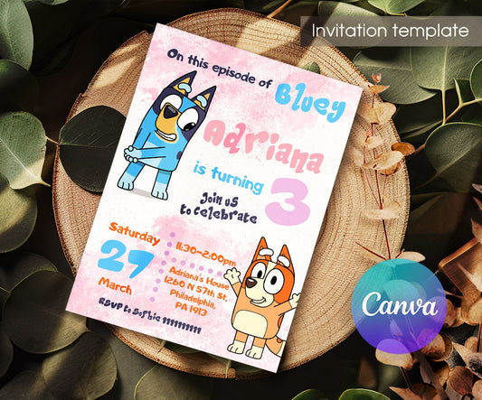 Bluey Bingo customizable invitation template | Share or Print | ZN112