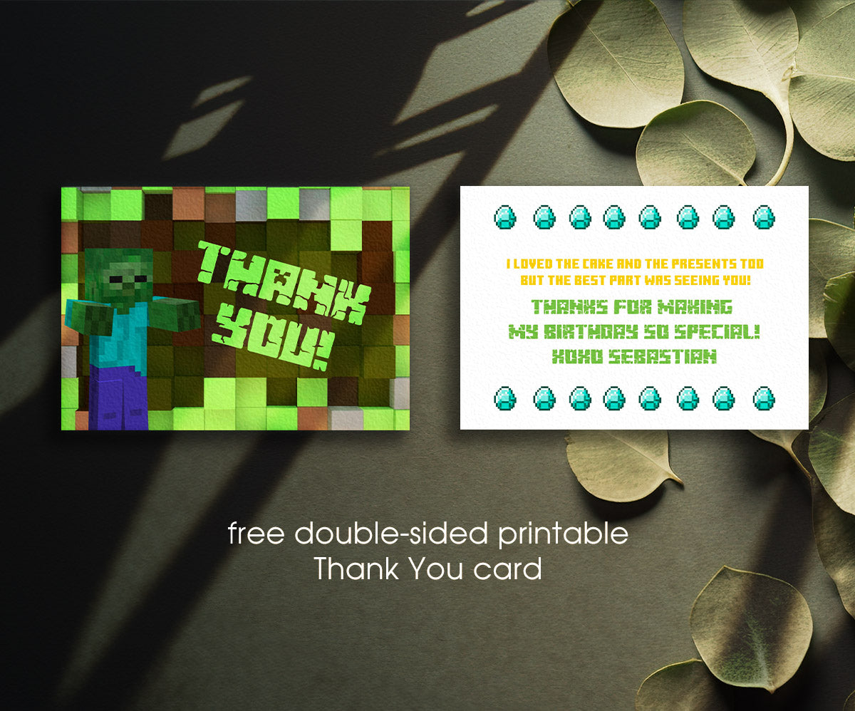 Minecraft Gamer customizable invitation template | Share or Print | NM866