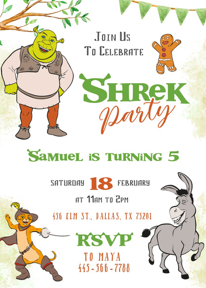 Shrek customizable invitation template | Share or Print | WT680