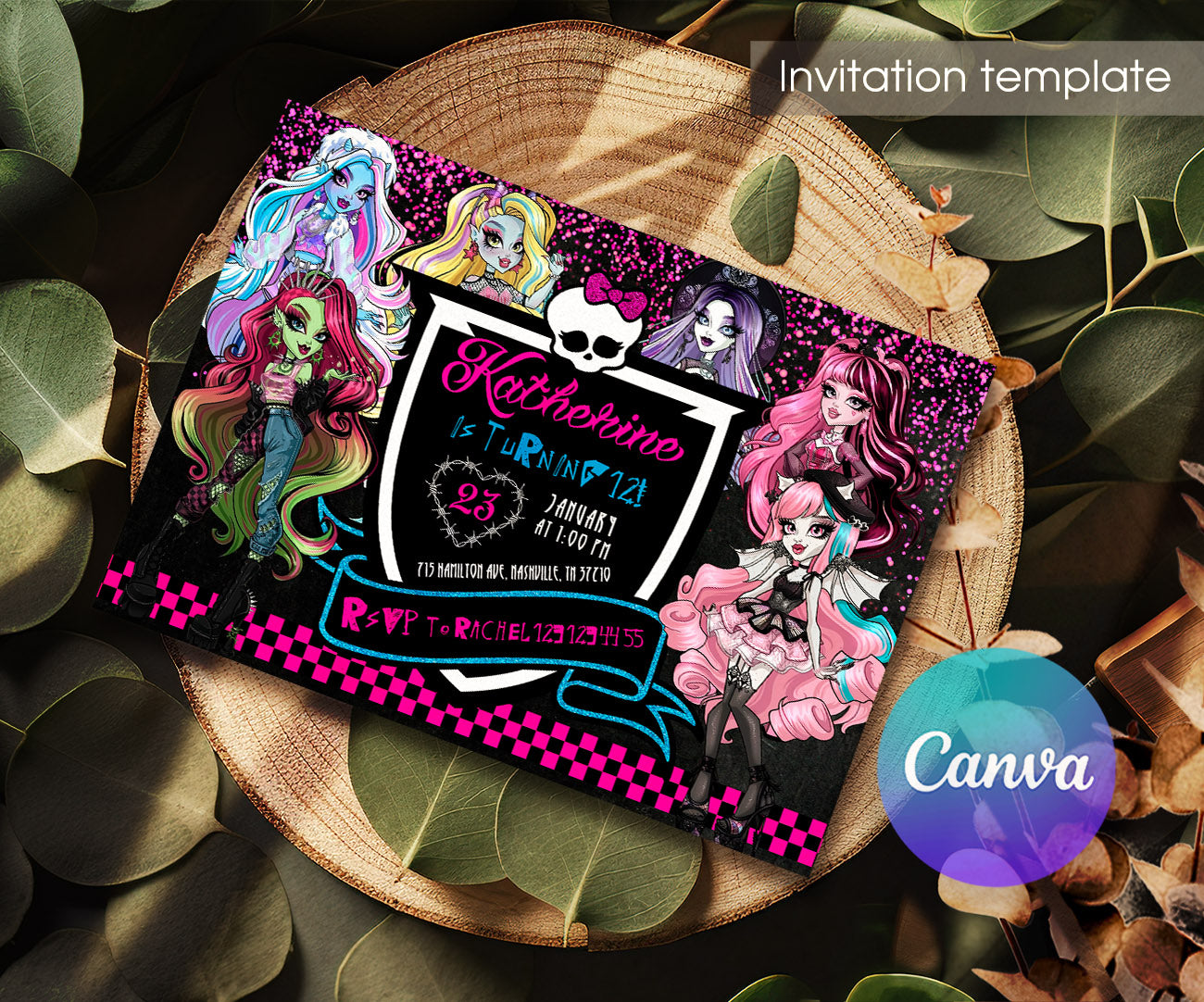 Monster High customizable invitation template | Share or Print | girl | QM126