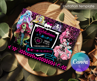 Monster High customizable invitation template | Share or Print | girl | QM126