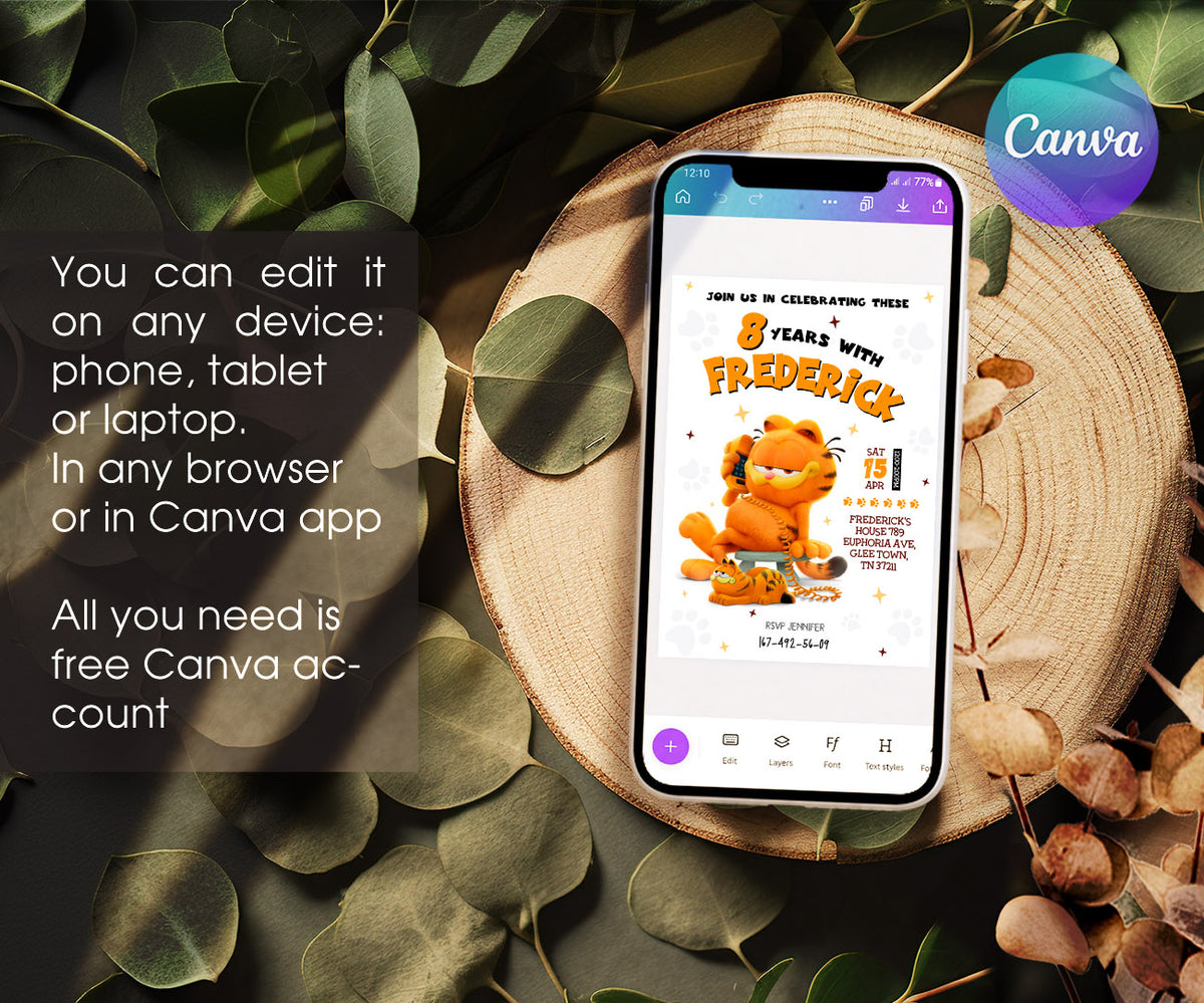 Garfield Orange Cat customizable invitation template | Share or Print | boy | NO916