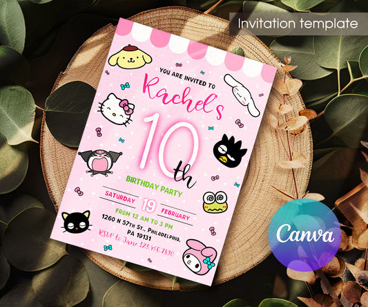 Hello Kitty Sanrio customizable invitation template | Share or Print | WJ842