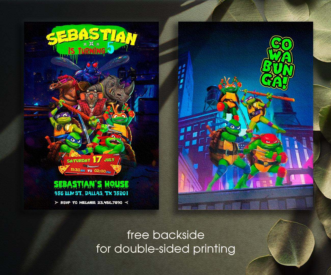 Teenage Mutant Ninja Turtles Mutant Mayhem customizable invitation template | Share or Print | boy | QO400