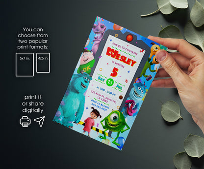 Monsters, Inc. customizable invitation template | Share or Print | XX753