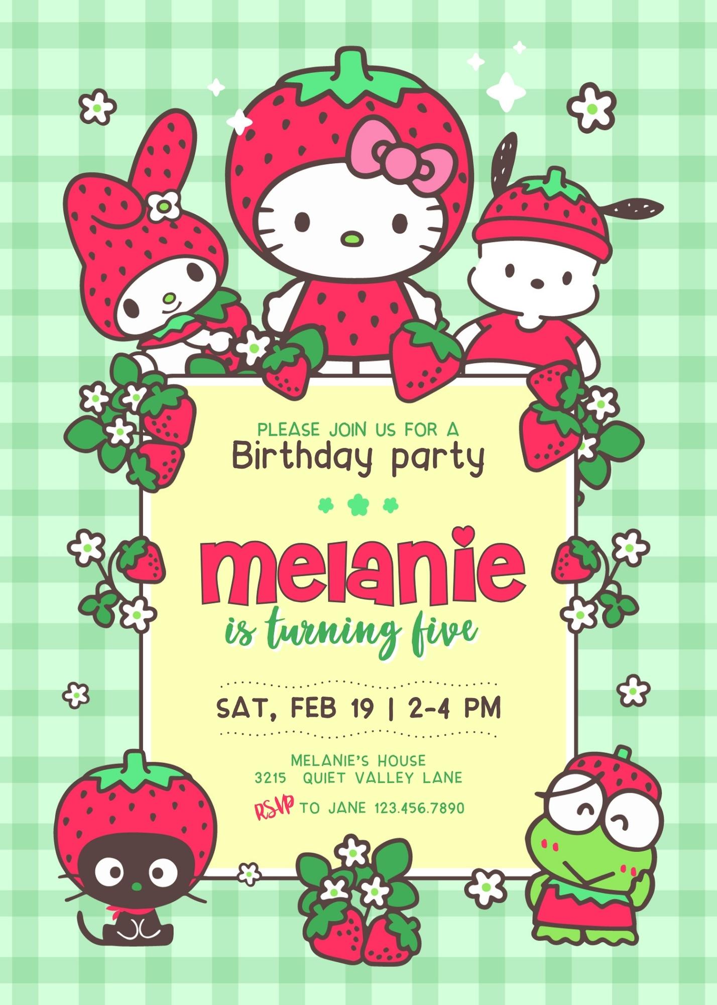 Hello Kitty Sanrio customizable invitation template | Share or Print | AC949