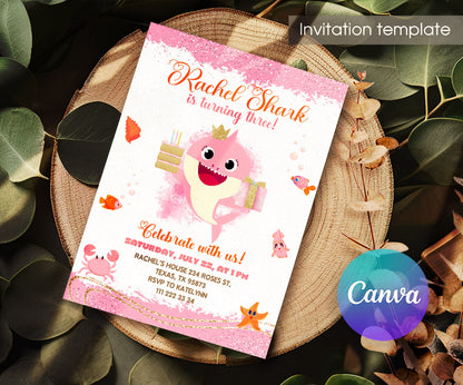 Baby Shark customizable invitation template | Share or Print | DH302