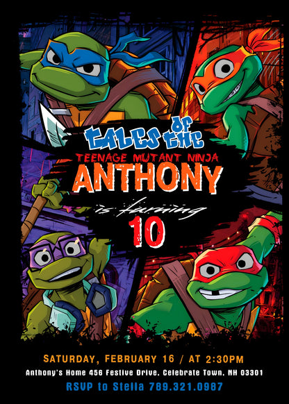 Teenage Mutant Ninja Turtles customizable invitation template | Share or Print | boy | FJ539