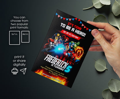 Avengers Marvel Superhero customizable invitation template | Share or Print | boy | XR412