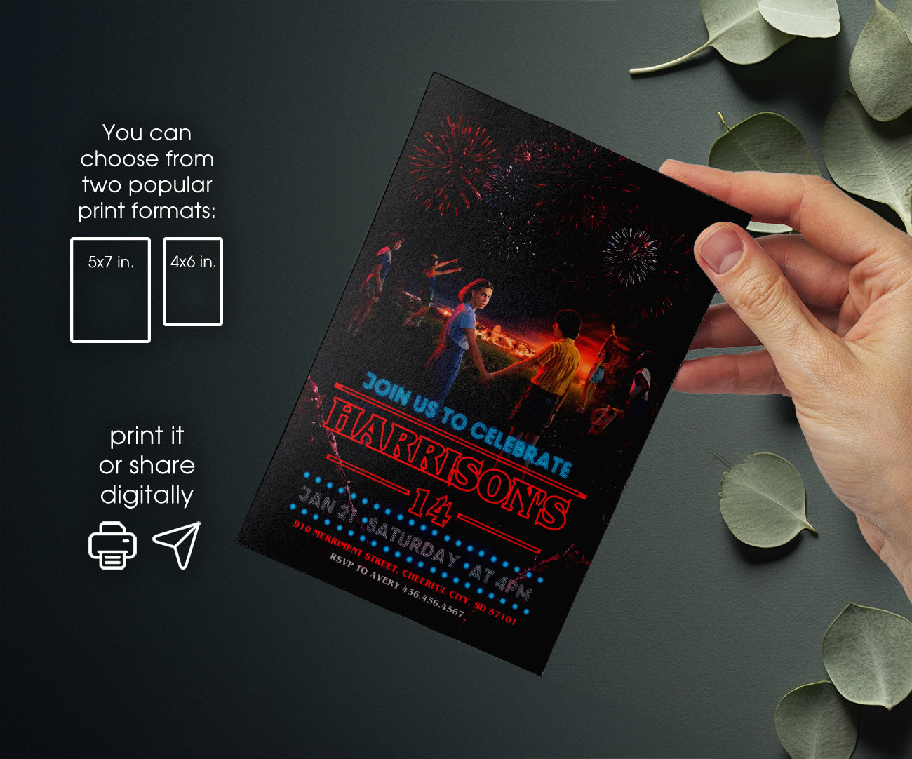 Stranger Things customizable invitation template | Share or Print | BT594