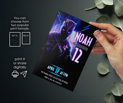 Black Panther Superhero Marvel customizable invitation template | Share or Print | boy | WJ929