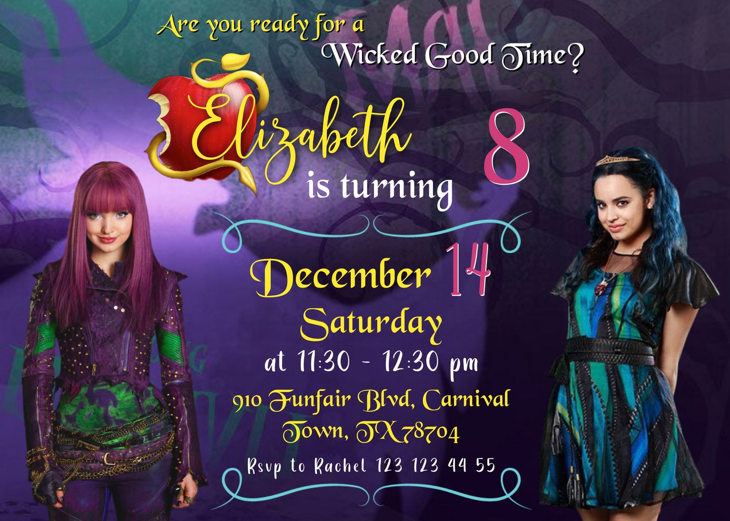 Descendants Disney customizable invitation template | Share or Print | VR565