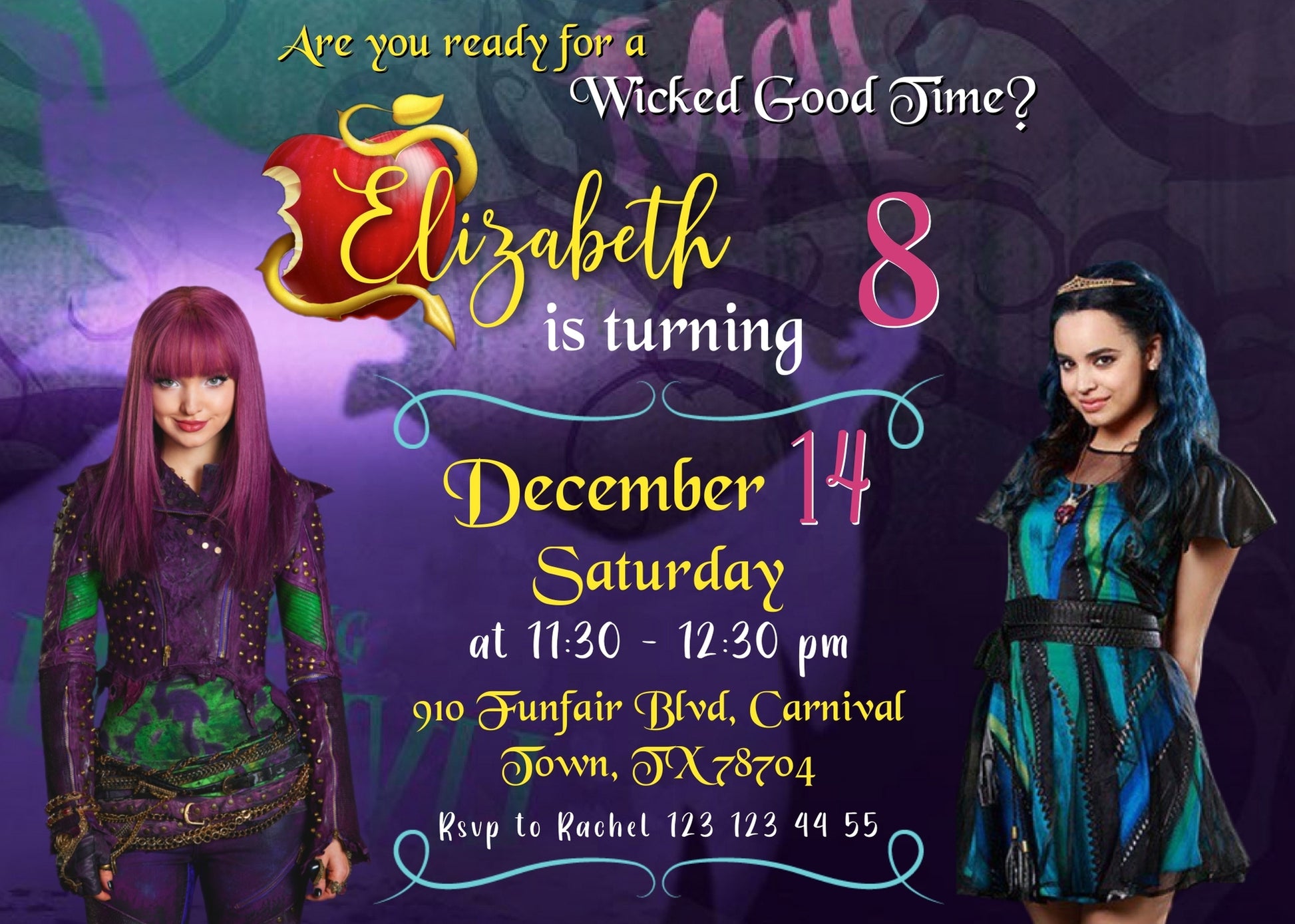 Descendants Disney customizable invitation template | Share or Print | VR565